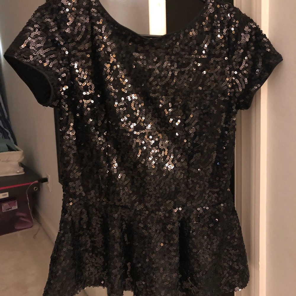 Black sequin peplum shirt